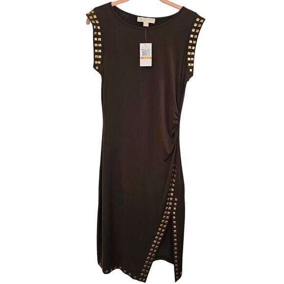 NWT MICHAEL Michael Kors Studded Trim Asymmetrical Sheath Dress Size S - Picture 2 of 6